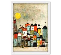 Doppelganger33 LTD Mid Day Sun Town Skyline Artwork Framed A3 Wall Art Print