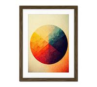 Doppelganger33 LTD Minimalist Geometric Illustration Circle With Colourful Textures Red Yellow Blue Artwork Framed Wall Art Print 18X24 Inch