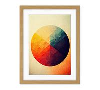 Doppelganger33 LTD Minimalist Geometric Illustration Circle With Colourful Textures Red Yellow Blue Artwork Framed Wall Art Print 18X24 Inch
