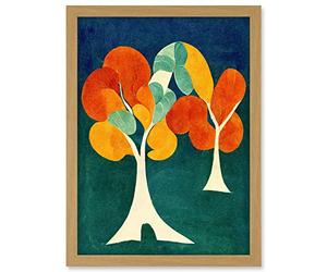Doppelganger33 LTD Minimalistic Henri Matisse Style Autumn Fall Trees Abstract Artwork Framed Wall Art Print A4