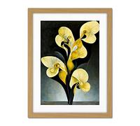 Doppelganger33 LTD Modern Abstract Black Yellow Orchid Flower Artwork Framed Wall Art Print 18X24 inch