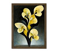 Doppelganger33 LTD Modern Abstract Black Yellow Orchid Flower Artwork Framed Wall Art Print 18X24 Inch