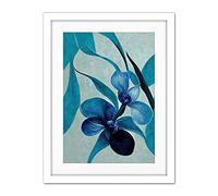 Doppelganger33 LTD Modern Abstract Blue Orchid Modern Artwork Framed Wall Art Print 18X24 Inch