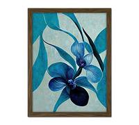 Doppelganger33 LTD Modern Abstract Blue Orchid Modern Artwork Framed Wall Art Print 18X24 Inch