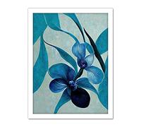 Doppelganger33 LTD Modern Abstract Blue Orchid Modern Artwork Framed Wall Art Print 18X24 Inch