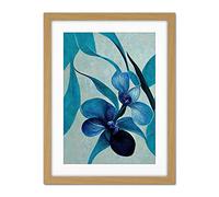 Doppelganger33 LTD Modern Abstract Blue Orchid Modern Artwork Framed Wall Art Print 18X24 Inch