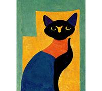 Doppelganger33 LTD Modern Abstract Minimalist Cat Large Wall Art Poster Print Thick Paper 18X24 Inch