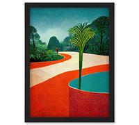 Doppelganger33 LTD Modern Abstract Orange Jungle Artwork Framed Wall Art Print A4