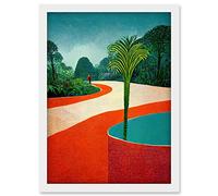 Doppelganger33 LTD Modern Abstract Orange Jungle Artwork Framed Wall Art Print A4