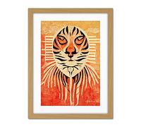 Doppelganger33 LTD Modern Abstract Painting Quirky Tiger Warm Orange Artwork Framed Wall Art Print 18X24 Inch
