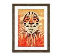 Doppelganger33 LTD Modern Abstract Painting Quirky Tiger Warm Orange Artwork Framed Wall Art Print 18X24 Inch