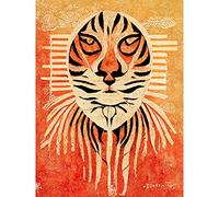 Doppelganger33 LTD Modern Abstract Painting Quirky Tiger Warm Orange Large Wall Art Poster Print Thick Paper 18X24 Inch