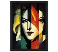 Doppelganger33 LTD Modern Abstract Portrait Of A Woman Multiple Personalities Artwork Framed Wall Art Print A4