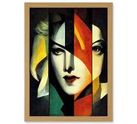 Doppelganger33 LTD Modern Abstract Portrait Of A Woman Multiple Personalities Artwork Framed Wall Art Print A4