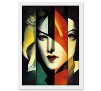 Doppelganger33 LTD Modern Abstract Portrait Of A Woman Multiple Personalities Artwork Framed Wall Art Print A4