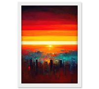 Doppelganger33 LTD Modern Abstract Sunrise Los Angeles City Artwork Framed Wall Art Print A4