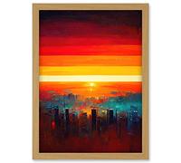 Doppelganger33 LTD Modern Abstract Sunrise Los Angeles City Artwork Framed Wall Art Print A4