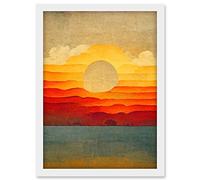 Doppelganger33 LTD Modern Abstract Sunset Seascape Painting Artwork Framed A3 Wall Art Print