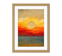 Doppelganger33 LTD Modern Abstract Sunset Seascape Painting Artwork Framed Wall Art Print 18X24 inch