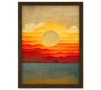 Doppelganger33 LTD Modern Abstract Sunset Seascape Painting Artwork Framed Wall Art Print A4