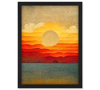 Doppelganger33 LTD Modern Abstract Sunset Seascape Painting Artwork Framed Wall Art Print A4