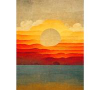 Doppelganger33 LTD Modern Abstract Sunset Seascape Painting Large Wall Art Poster Print Thick Paper 18X24 inch