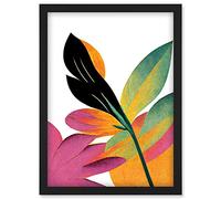 Doppelganger33 LTD Modern Abstract Tropical Vibrant Leaves Botanical Painting Artwork Framed Wall Art Print A4