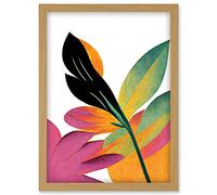 Doppelganger33 LTD Modern Abstract Tropical Vibrant Leaves Botanical Painting Artwork Framed Wall Art Print A4