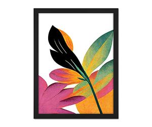 Doppelganger33 LTD Modern Abstract Tropical Vibrant Leaves Botanical Painting Artwork Framed Wall Art Print 18X24 Inch