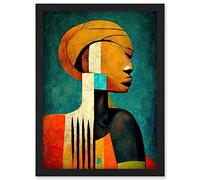 Doppelganger33 LTD Modern African Abstract Gold & Bold Artwork Framed Wall Art Print A4