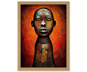 Doppelganger33 LTD Modern African Oil Ceremonial Statue Artwork Framed A3 Wall Art Print