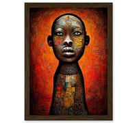 Doppelganger33 LTD Modern African Oil Ceremonial Statue Artwork Framed Wall Art Print A4