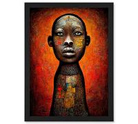 Doppelganger33 LTD Modern African Oil Ceremonial Statue Artwork Framed Wall Art Print A4