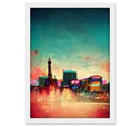 Doppelganger33 LTD Modern Las Vegas Skyline Colourful Acrylic Cityscape Artwork Framed Wall Art Print A4