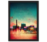Doppelganger33 LTD Modern Las Vegas Skyline Colourful Acrylic Cityscape Artwork Framed Wall Art Print A4