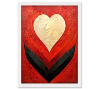 Doppelganger33 LTD Modern Palette Knife Oil Paint Heart Red Abstract Artwork Framed Wall Art Print A4