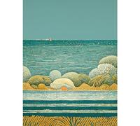 Doppelganger33 LTD Modern Quirky Beach Scene Ocean View Lighthouse Large Wall Art Poster Print Thick Paper 18X24 inch
