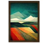 Doppelganger33 LTD Modern Semi-Abstract Colourful Landscape Artwork Framed Wall Art Print A4