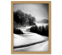 Doppelganger33 LTD Monochrome Winter Landscape Scene Artwork Framed Wall Art Print A4