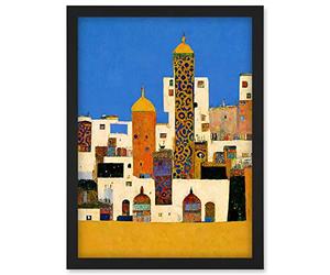 Doppelganger33 LTD Moroccan Cityscape Buildings Klimt Style Bold Artwork Framed Wall Art Print A4