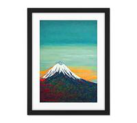 Doppelganger33 LTD Mount Fuji Volcano Peak At Sunrise Artwork Framed Wall Art Print 18X24 Inch