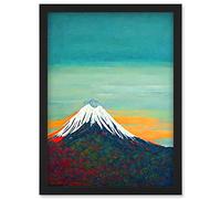 Doppelganger33 LTD Mount Fuji Volcano Peak At Sunrise Artwork Framed Wall Art Print A4