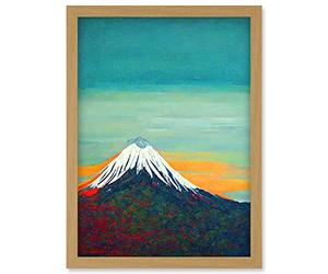 Doppelganger33 LTD Mount Fuji Volcano Peak At Sunrise Artwork Framed Wall Art Print A4