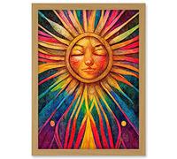 Doppelganger33 LTD Multicoloured Sun Rainbow Spiritual Artwork Framed A3 Wall Art Print