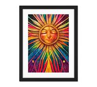 Doppelganger33 LTD Multicoloured Sun Rainbow Spiritual Artwork Framed Wall Art Print 18X24 Inch