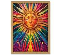 Doppelganger33 LTD Multicoloured Sun Rainbow Spiritual Artwork Framed Wall Art Print A4