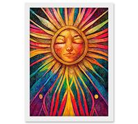 Doppelganger33 LTD Multicoloured Sun Rainbow Spiritual Artwork Framed Wall Art Print A4