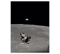 Doppelganger33 LTD NASA Apollo 11 Mission Image View of Moon Limb Lunar Module Ascent Earth Photo Large Wall Art Poster Print Thick Paper 18X24 Inch