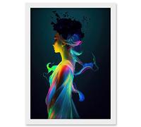 Doppelganger33 LTD Nature Fairy In Colourful Fluorescent Light Dress Artwork Framed A3 Wall Art Print