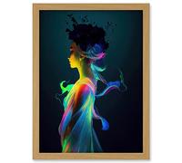 Doppelganger33 LTD Nature Fairy In Colourful Fluorescent Light Dress Artwork Framed Wall Art Print A4